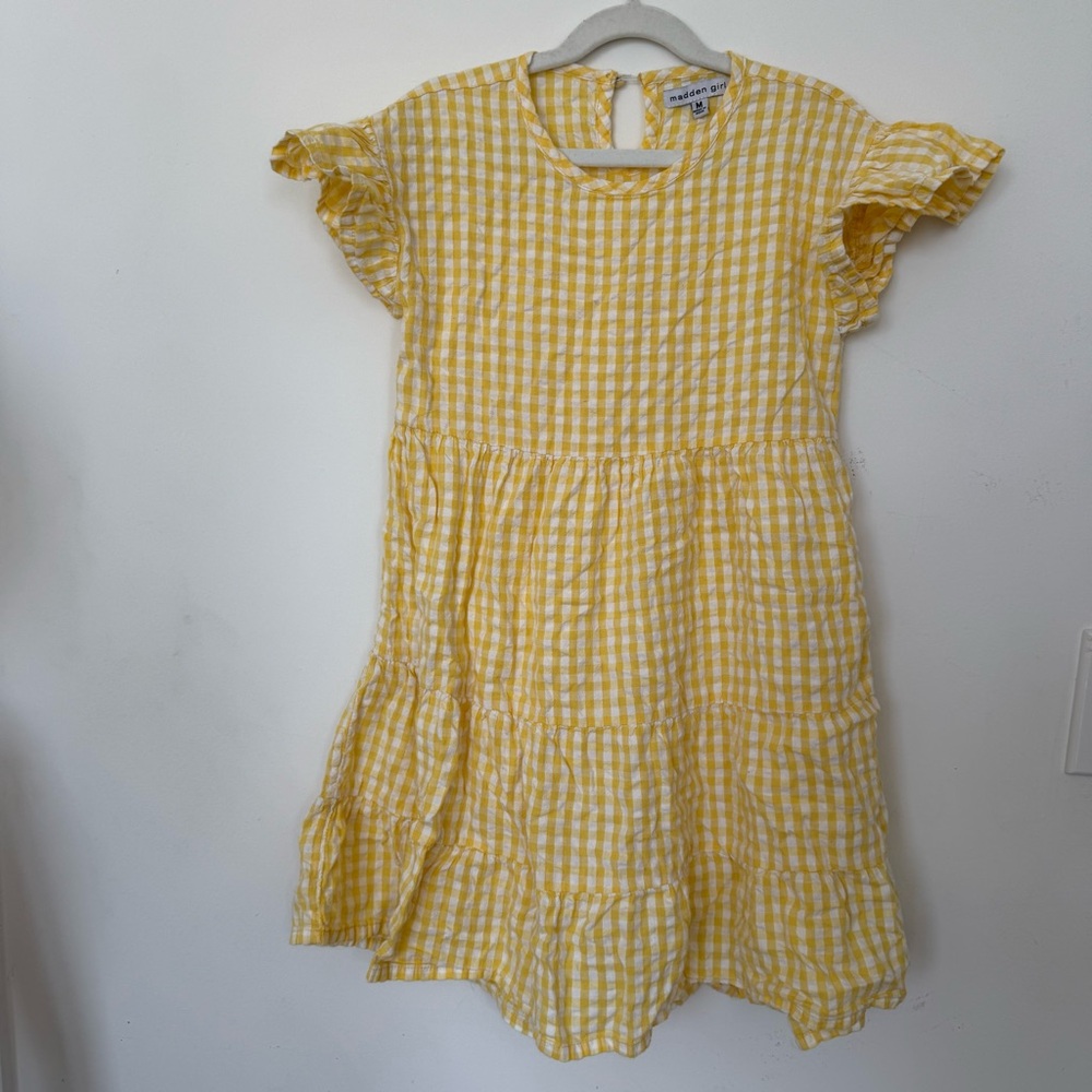 Madden Girl Yellow and White Flutter Sleeve Sundress